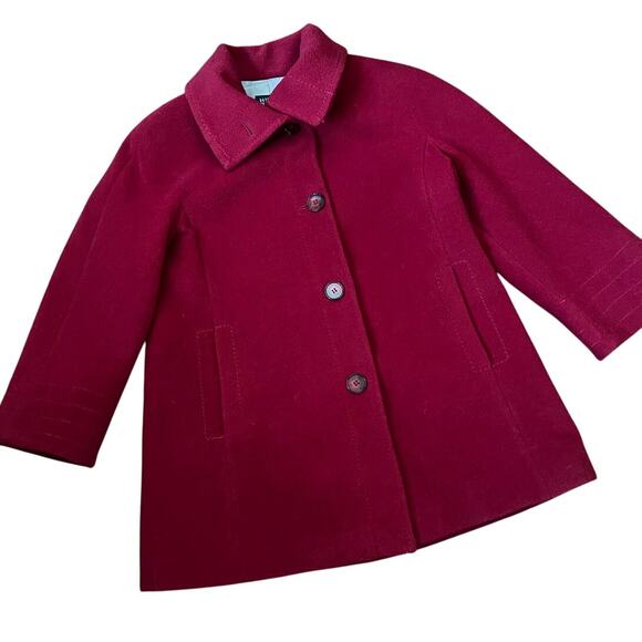 Hilary Radley Red Wool Alpaca Blend Peacoat Jacket Swing Coat Made in Peru M - Picture 17 of 17